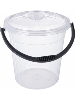 1001 20 Litre Şeffaf Kapaklı Su Kovası, Petekli Kapaklı Plastik Kova, Ölçekli, Ergonomik Saplı, Ç