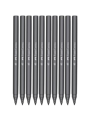 Frefly Store Faber-Castell Iğne Uçlu Keçeli Kalem Seti, 10’lu, Siyah Renk, Havalandırmalı Kapak, Kağıt ve Karton Yüzeyler Için Uygun
