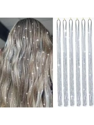 Frefly Store Tinsel Bağlamalı Saç Simi Saç Aksesuarı Gümüş