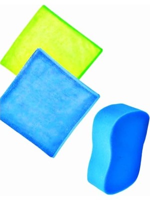 Frefly Store Kyrotech 3’lü Araç Temizlik ve Detay Bakım Seti, 2’li Mikrofiber Bez + Araç Yıkama Süngeri, Çizmez, Iz Bırakmaz, Profesyonel Oto Bakım, Car Detailing Set