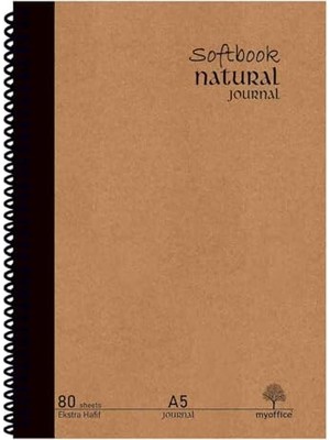 Frefly Store Natural Journal A5 Spiralli Sert Kapak Defter – 80 Yaprak (160 Sayfa), Kareli– Günlük, Ofis ve Hediye Kullanımı Için Not Defteri
