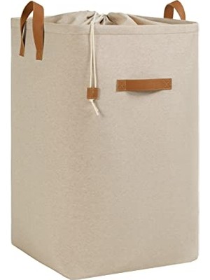 Frefly Store Ocean Home Textile Ağzı Büzgülü Bej Renk Çamaşır Sepeti 36 x 36 x 57 cm