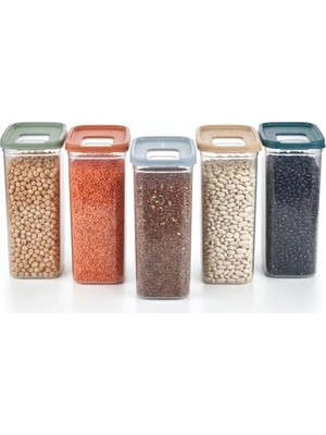 Frefly Store Orret Home Şeffaf Erzak Kabı Kapağı Süzgülü Saklama ve Düzenleme Kabı Plastik Gıda Saklama Kabı Bakliyat Makarna Un Şeker Saklama Kutusu 1 Adet (Asorti Renk) (2,4 Litre)