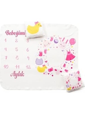 Frefly Store Hediyesepeti Yeni Doğan Kız Bebek Doğum Hediyesi Aylık Konsept Fotoğraf Battaniyesi