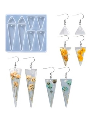 Frefly Store Siliko World Epoksi Geometrik Üçgen Küpe Kolye Anahtarlık Kalıbı Silikon