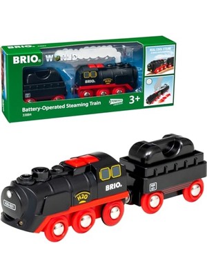 Frefly Store 33884 Pilli Buharlı Tren | Ahşap Tren Pille Çalışan Buhar Treni, 3 Yaşından Büyük Çocuklar Için, Demiryolu Oyunu Sırasında ve Devreyi Genişletmek Için.
