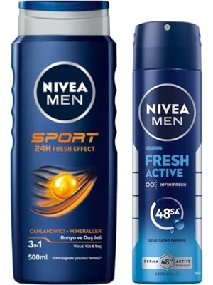 Frefly Store Men Erkek Sports Duş Jeli, 500 Ml+  Men Erkek Sprey Deodorant Fresh Active 150 ml