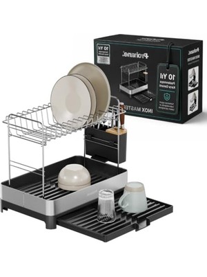 Frefly Store Genişletilebilir Iki Katlı Paslanmaz Çelik Bulaşıklık Tezgah Üstü Kurutmalık