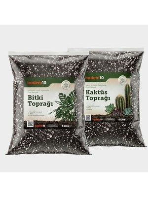 Frefly Store Ikili Bitki Bakım Seti 1 Adet 5 Litre Kaktüs Toprağı + 1 Adet 5 Litre Bitki Toprağı Toprak