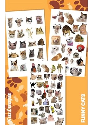 Frefly Store Cat Collection Sticker Seti, Ajanda ve Günlük Için, Kendinden Yapışkanlı, Dekoratif, 10X20 Cm, 3'lü Set, Planlayıcı ve Bullet Journal Için, Kedi Temalı
