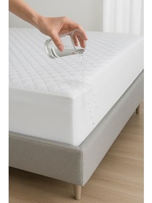 Frefly Store Beyaz Kapitone Fitted Yatak Alezi, Sıvı Geçirmez Özellikte, 160 x 200 cm