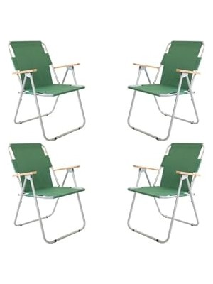 Frefly Store 4 Adet Bahçe Sandalyesi Katlanır Sandalye Balkon Sandalyesi Yeşil