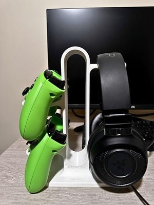Frefly Store Oyun Kolu & Kulaklık Stand - Masa Için Kumanda Tutucu - Evrensel Kol ve Kulaklık Standı Beyaz