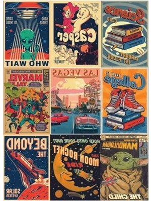 Frefly Store Eski Çizgi Filmler Temalı Sticker Seti, Laptop ve Telefon Için