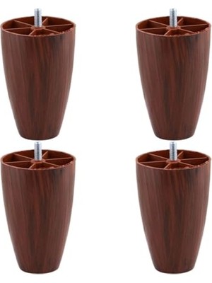 Frefly Store BADEM10 Oval 4 Adet 12 cm (Ceviz) Desenli Mobilya Dolap Kanepe Koltuk Baza Yükseltici Destek Ayağı Ayakları