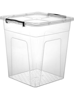Frefly Store Kilitli Kapaklı Şeffaf Plastik Saklama Kutusu, 55 Litre