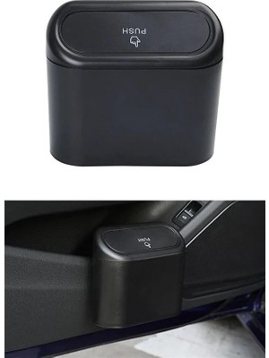 Frefly Store Oto Araba Çöp Kutusu Kapaklı Organizer Çöp Kovası Siyah