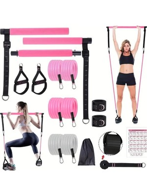 Frefly Store Full Vücut Pilates Bar Seti Egzersiz Çubuğu Ayarlanabilir Evde Onlarcak Farklı Spor Jimnastik Olanağı Kapı Askılı Çantalı