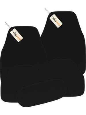 Frefly Store 5 Parça Kaymaz Siyah Halı Paspas Seti, Universal Araç Içi Kullanım