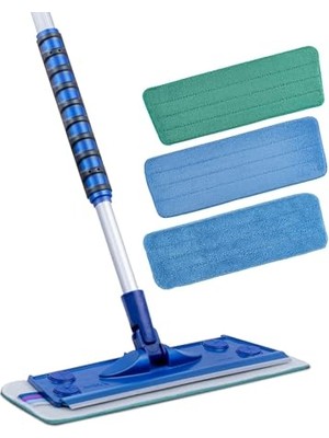 Frefly Store Silva Mikrofiber Mop Üçlü Set - Islak, Kuru ve Duvar Bezi Dahil, 90-156 cm Teleskopik Sap, Mafsallı Dönen Kafa, Laminat Parke Fayans Duvar ve Tavan Için, %99,9 Antibakteriyel Sertifikalı