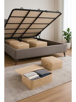 Frefly Store Formeya 6 Adet Büyük Boy Yatak Baza Altı Çok Amaçlı Hurç 64 x 45 x 22 cm (Kahverengi)