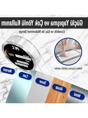 Frefly Store Çift Taraflı Yapışkan Nano Bant, Ekstra Güçlü ve Yıkanabilir