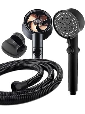 Frefly Store Turbo Pervaneli 5 Fonksiyonlu Duş Başlığı Duş Hortumu 150 cm ve Mafsal Set