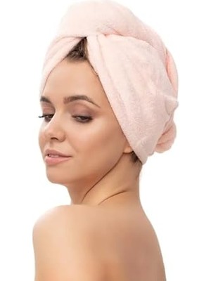 Frefly Store %100 Pamuk Pudra Havlu Bone Saç Kurutma Bonesi Kafa Havlusu Duş Banyo Bonesi Islak Saç Kurulama Bone