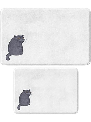 Frefly Store Sevimli Tasarımlı Mikrofiber 2'li Takım Banyo Paspası, Kaymaz Taban, Makinede Yıkanabilir (40X60_50X80)