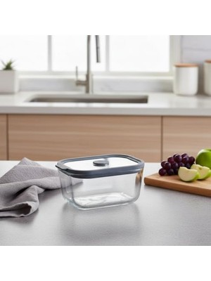 Frefly Store 470 ml Kapasiteye Sahip Vakumlu Borosilikat Saklama Kabı, Cam Kapaklı
