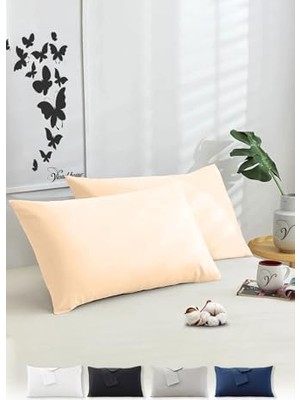 Frefly Store Vionel Home Pamuklu 2'li Kapaklı Yastık Kılıfı 50X70 cm - Yumuşak ve Nefes Alabilir (Bej)