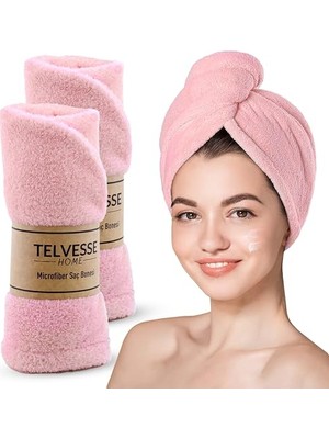 Frefly Store Mikrofiber Saç Havlusu Süper Emici Hızlı Kuruyan Türban Saç Havlusu Şapkası – Uzun Kıvırcık Kalın Saçlar Için Duş Saç Kurutma Havlusu, Plaj Havuz Banyo Kullanım (2li Pembe)