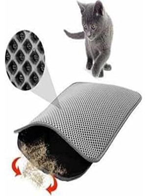 Frefly Store Tineke Elekli Kedi Tuvalet Önü Paspası Kedi Paspası Gri 60X42 cm