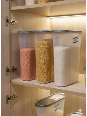 Frefly Store 2 Adet 4 Litre Şeffaf Plastik Lüks Erzak Bakliyat Saklama Kabı Kiler Box