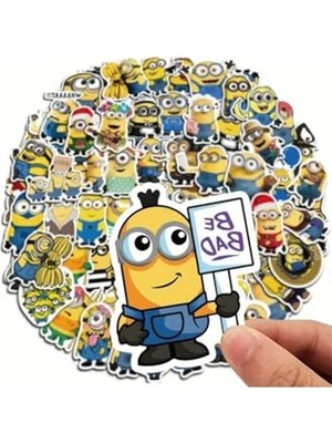 Frefly Store 50'li Minions Sticker Seti, Laptop ve Tablet Için Renkli Etiketler