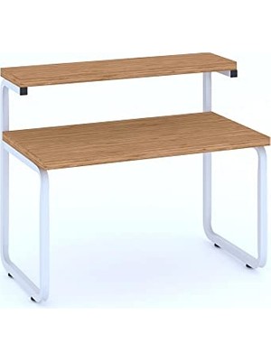 Frefly Store Mutfak Organizer Tezgah Üstü Metal Raflı Mikrodalga Fırın Standı Beyaz,