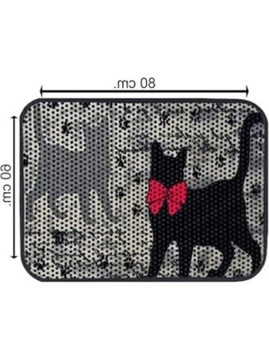 Frefly Store Gri Renkli Kedi Tuvalet Önü Elekli Paspas, 80X60 cm Ölçülerinde
