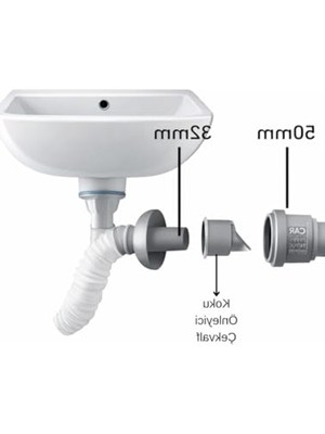 Frefly Store Koku Giderici Lavabo Adaptörü, Ø50 Boyutunda ve Koku Önleyici Sistem
