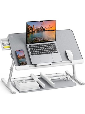 Frefly Store Bix Saıjı K7 Mini Dizüstü Yatak Tepsi Masası, Kaymaz Pvc Deri ile Dizüstü Çalışma Masası, Ayarlanabilir Dizüstü Bilgisayar Standı Çok Amaç Için Kullanılabilir Masa Gümüş