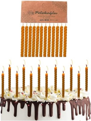 Frefly Store PETEKOĞLU%100 Doğal Sarı Balmumu Küçük Doğum Günü ve Pasta Mumu 12'li – 6.5 cm El Yapımı          [enerji Sınıfı A]