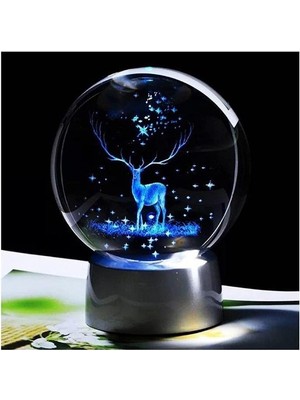 Frefly Store Kristal Cam Küre, Renk Değiştiren LED Işıklı Gece Lambası ile Dekoratif