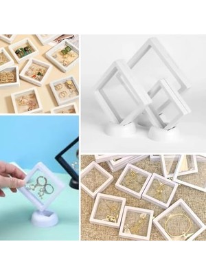 Frefly Store Bakgelal 11 x 11 cm Standlı 3D Takı Ziynet Hatıra Koleksiyon Saklama Kutusu Şeffaf Film Çerçevesi