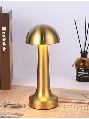 Frefly Store Şarjlı Masa Lambası Dimmerli Dekoratif Abajur Cata Lizbon Gold Dokunmatik Sunum Lambası 3 Renk Modu
