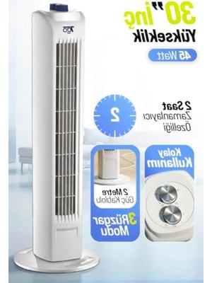 Frefly Store Kule Tipi Vantilatör, 30 Inç Boyut, 45W Güç ile Salınım ve Zamanlayıcı Özelliği