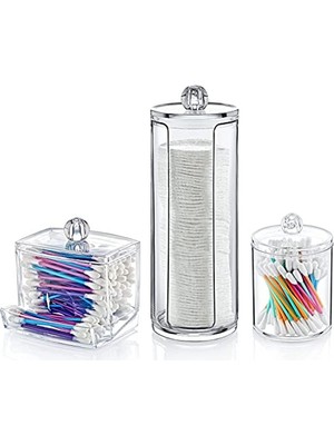 Frefly Store Deconox 3'lü Set Makyaj Organizer Banyo Düzenleyici Pamukluk Seti, Pamuklu Kulak Çubuğu Organizeri, Makyaj Pamuk Organizeri