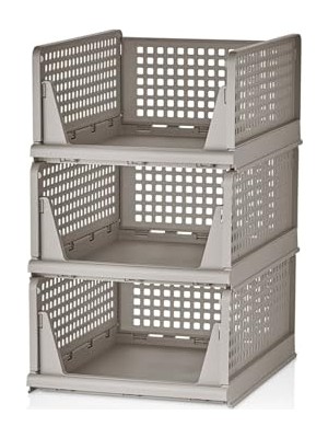 Frefly Store Mithra Life 3 Katlı Kayar Raf Organizer Dolap Içi Kıyafet Aksesuar Düzenleyici Bej 45X35 cm MIT1259