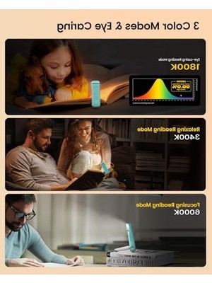 Frefly Store 3 Renk Seçeneği ile USB Şarj Edilebilir Kitap Işığı, 5 Parlaklık Seviyesi