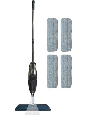 Frefly Store Grothe Wipe Sprey Mop Gri 4 Mop Bezli Tıpasız Sistem 700 cc Su Hazneli Mikrofiber Parke Mermer Fayans Için Üretici Garantili