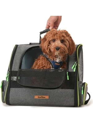 Frefly Store Brave Paws Kedi ve Köpekler Için Piramit Xl Taşıma Çantası - Geniş Alan Havalandırmalı Seyahat Çantası - Gri Renkli - Jelli Pedli