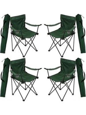 Frefly Store Yeşil Renkli 4 Adet Katlanır Kamp Sandalyesi, Bahçe ve Piknik Için Ideal
